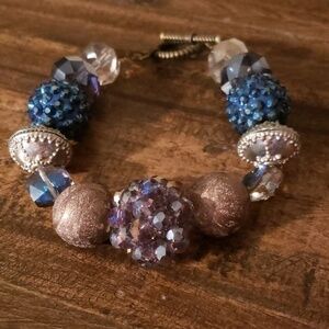 Multi color crystal and bead bracelet